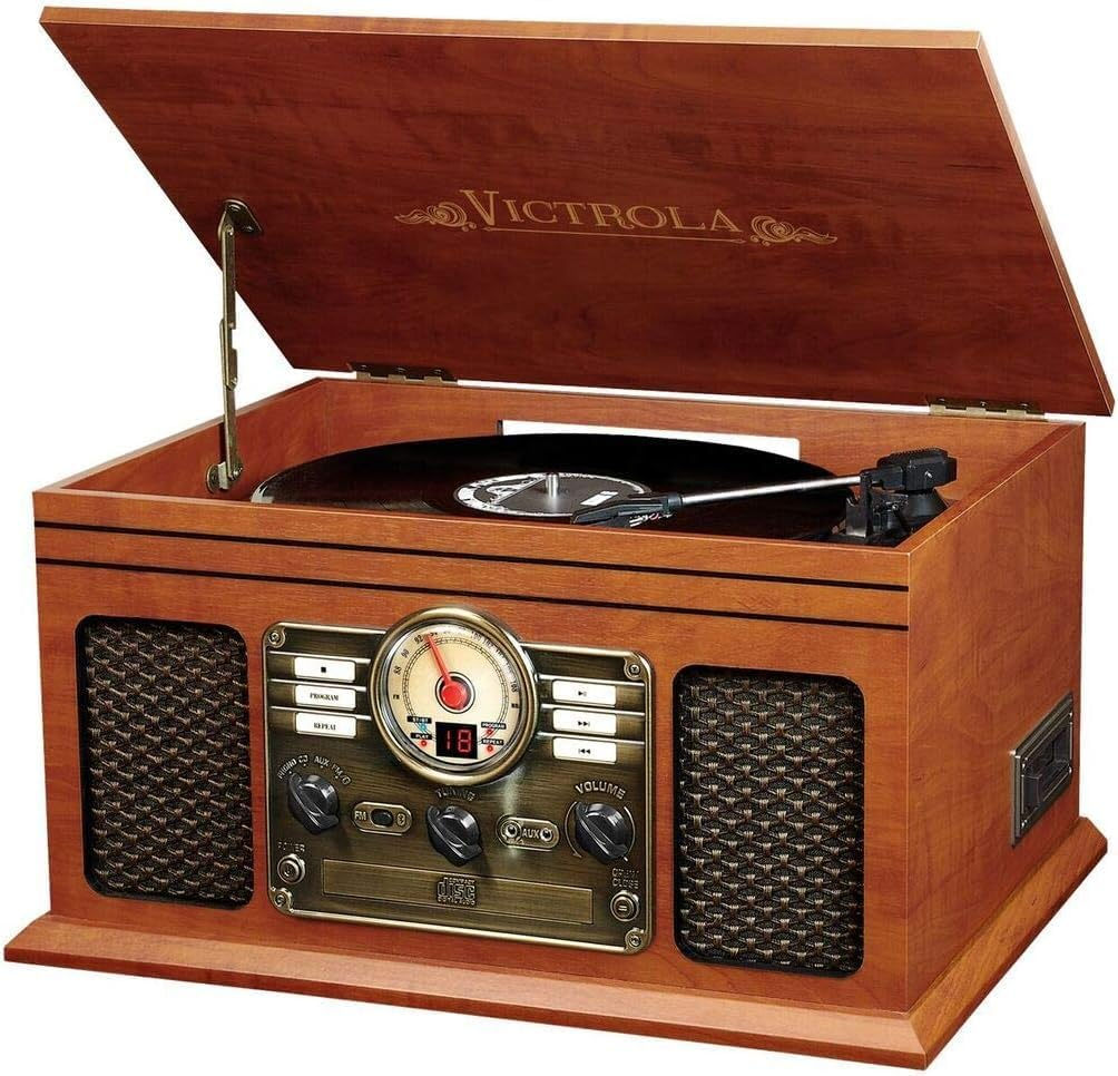 Victrola Nostalgic 6-In-1 Bluetooth Record Player & Multimedia Center with Built