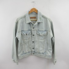 Grlfrnd Kim Denim Jacket Small Distressed Embroidered Laura Button Designer