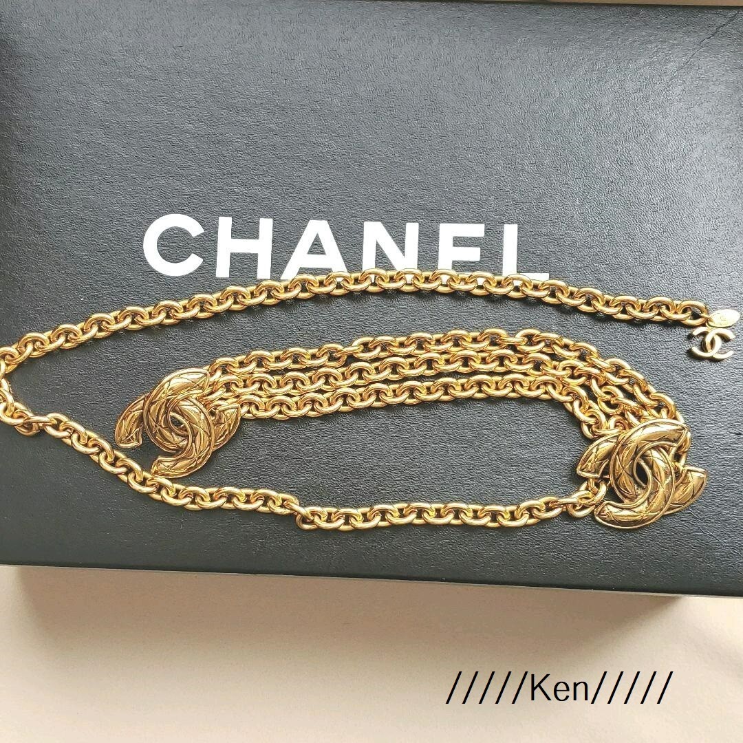 CHANEL Belt Chain AUTH Coco Mark Vintage Coin Logo CC GOLD  display picture 3