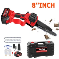 8" Mini Handheld Electric Chainsaw Cordless Chain Saw Battery Power Wood Cutter