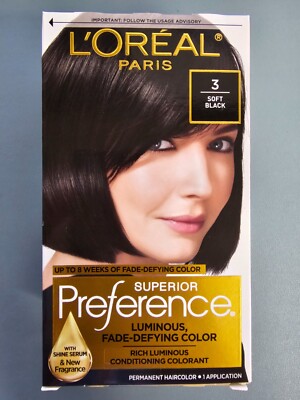 3 PACK L'Oreal Superior Preference Fade-Defying Color + Shine, #3 Soft Black