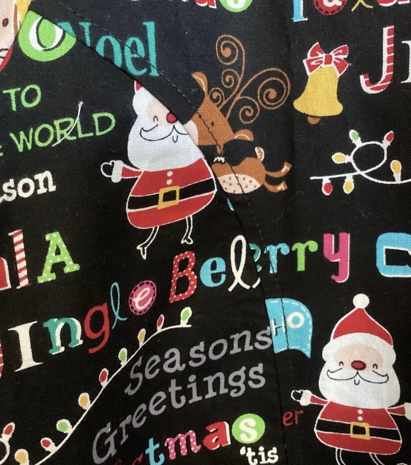 Christmas Scrub Top 2X Scrubstar Santa Elf Reindeer Holiday 100% Cotton V Neck - Image 3 of 4