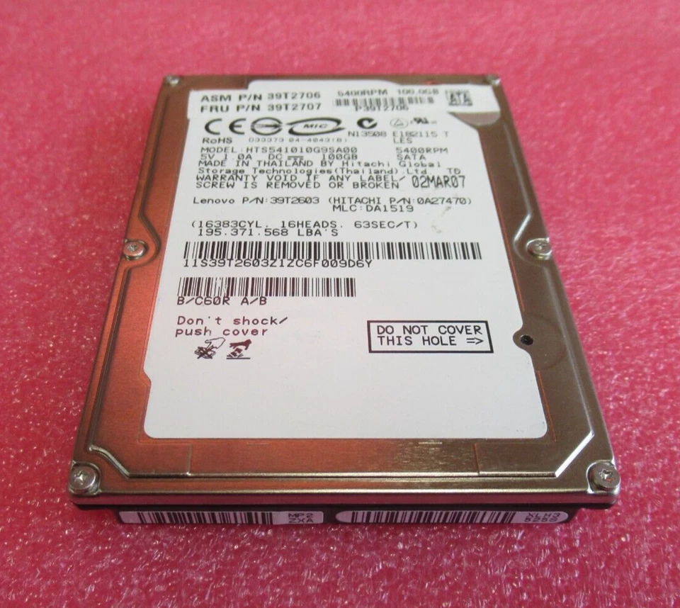 Hitachi HTS541010G9SA00 Travelstar 5K100 100GB 5400RPM 8MB 2.5" Internal HDD - Image 2 of 4