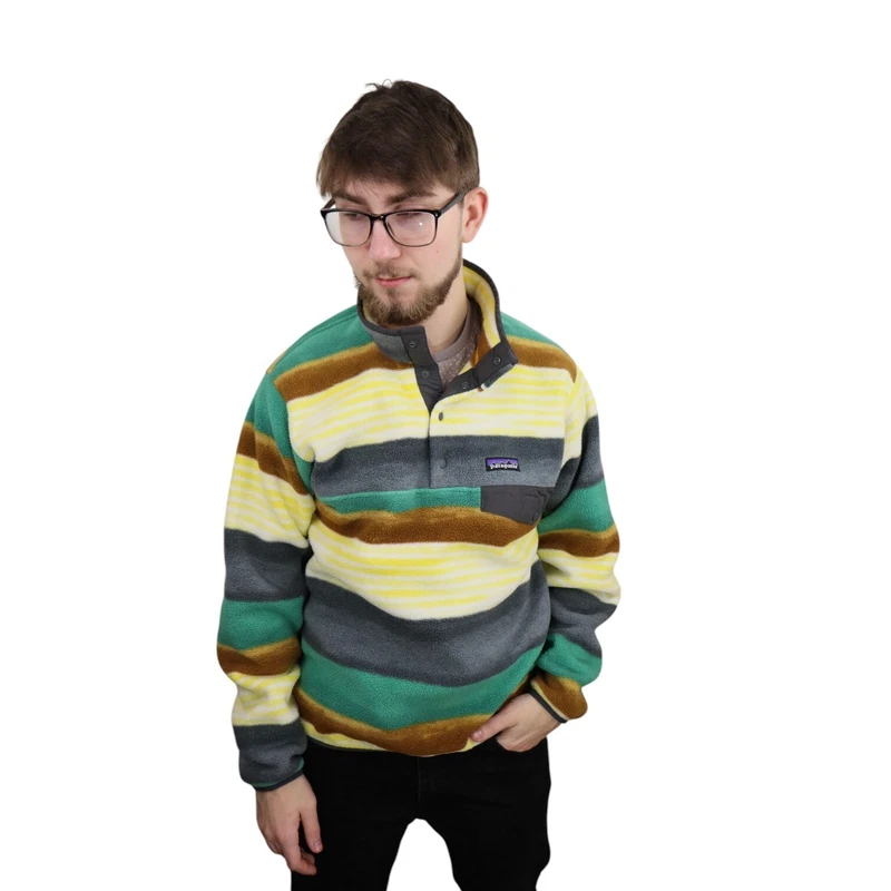 patagonia fitz striped synchilla snap-t fleece pullover coat jacket