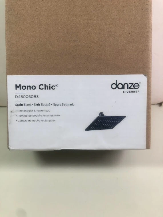 Cabezal de ducha rectangular Danze D460060BS mono chic 5" x 8" - negro satinado Foto 2 de 4