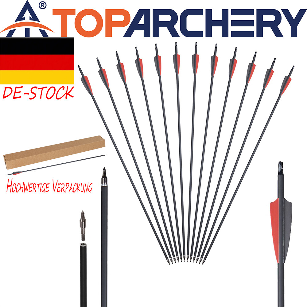 12x Bogenschießen 30" Carbonpfeil Jagdpfeile SP 500 für Compound