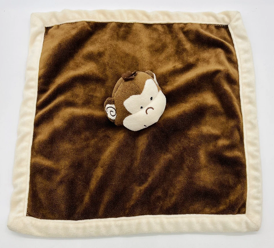 Tiddliwinks 猴子 Lovey 毛绒婴儿安全毯棕色棕褐色 13 x 13 羊毛 — 第 4/4 张图片