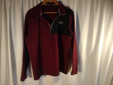 The North Face Fleece Pullover Sweater Quarter Zip Mens Sz L Burgundy Black