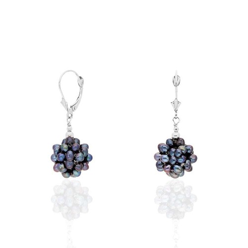 925 Sterling Silver Freshwater Pearl Cluster Leverback Earrings 1.4" - 第 3/36 張圖片