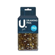 150 x Brass Drawing Pins Strong Metal - Gold Colour Buy More For Better Prices