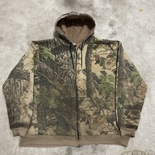 Vintage RealTree Camo Hoodie White Water Outdoors Zip Sweatshirt USA Men XXL