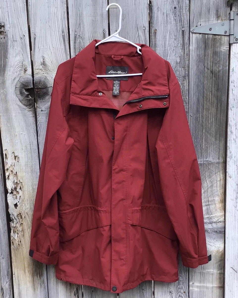 Eddie Bauer Gore Tex Jacket Men s L Tall Burgundy Hood Lots of