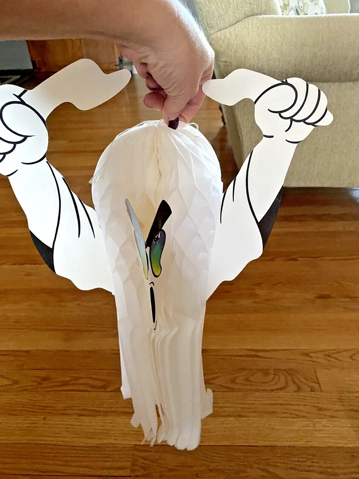 3 件老式模切/蜂窝悬挂纸鬼、怪物和猫头鹰 — 第 4/4 张图片