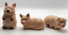 Vintage Ceramic Pig Miniatures Toy Figurine Farm Animal
