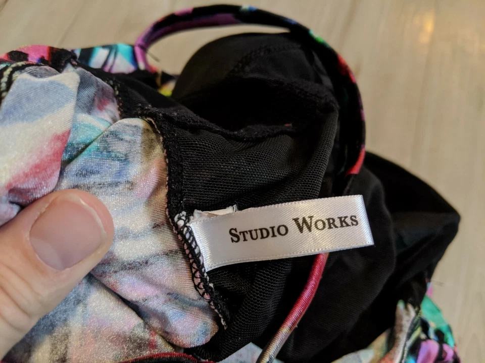 Studio Works sz 10 medium Womens swimsuit striped multi color colorful fun - Image 3 of 4