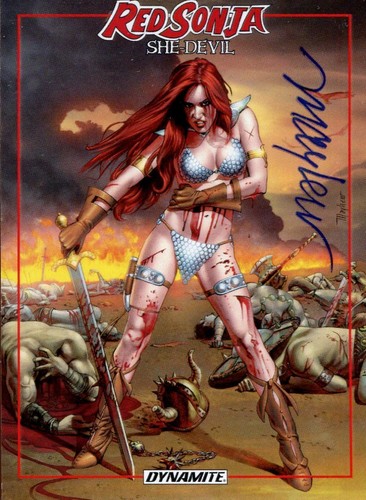 Red Sonja She Devil 4 Of 6 Mike Mayhew Autograph Card Blue Pen - 第 1/1 張圖片