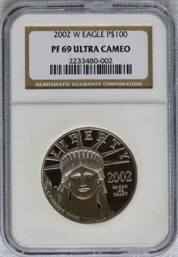 2002-W 1 oz $100 Platinum Proof Eagle NGC PF69 UCAM - Picture 1 of 3