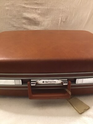 SAMSONITE HARD SHELL PLASTIC SUITCASE LUGGAGE RARE VINTAGE BROWN