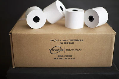 WRB SUPPLY 2 1/4" x 200' THERMAL CASH REGISTER POS RECEIPT PAPER 50 ROLLS / CASE