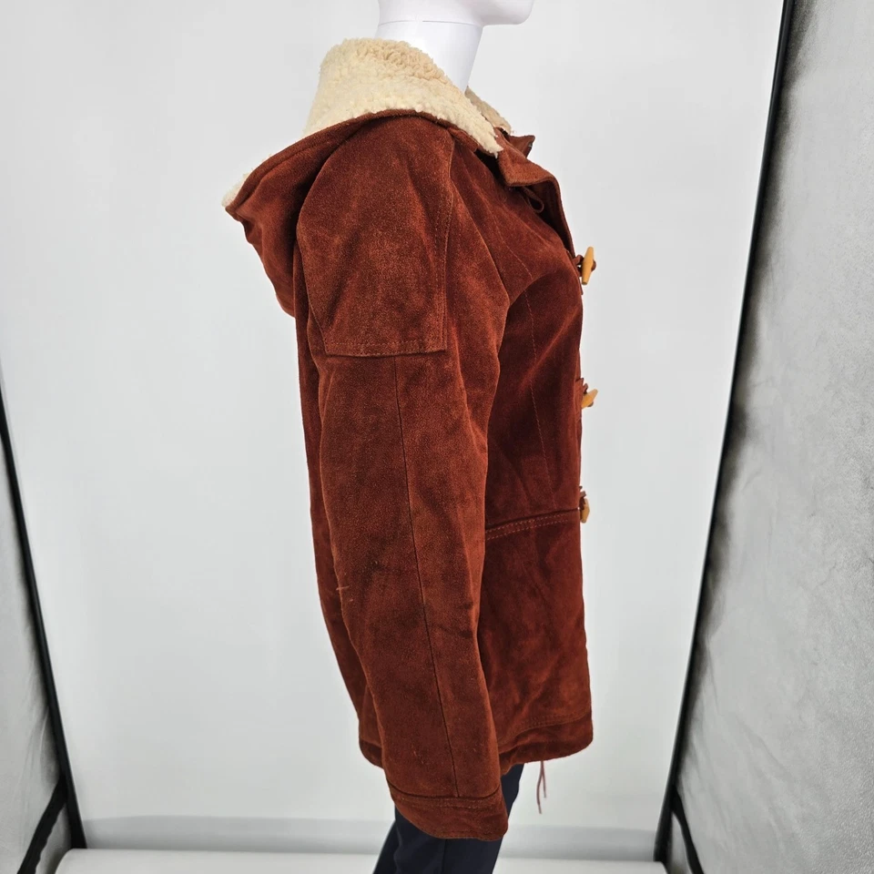 Abrigo de Lona Berman's Sherpa Forrado Marrón Óxido Gamuza Años 70 De Colección (Mediano) Foto 4 de 4