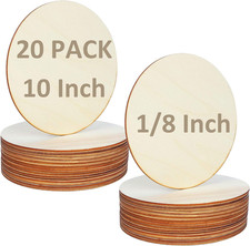 20 Pack 10 Inch Wood Circles for Crafts, Unfinished Wood Rounds Wooden