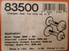 NEW SPC Specialty Products Rear Toe Cam Bolt Kit 83500 Regal Grand Prix Lumina 