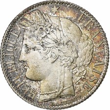 [#136533] France, 1 Franc, Cérès, 1887, Paris, Silver, AU, Gadoury:465, a