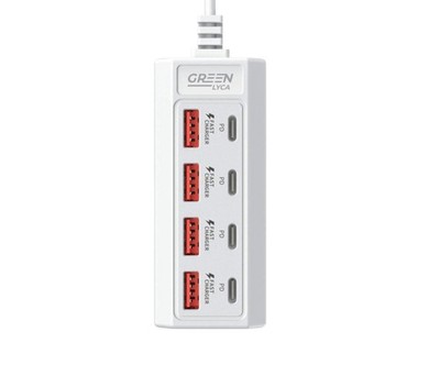 8-fach Mehrfach Stecker PD Schnellladegerät 4x USB -C + 4x USB Charger