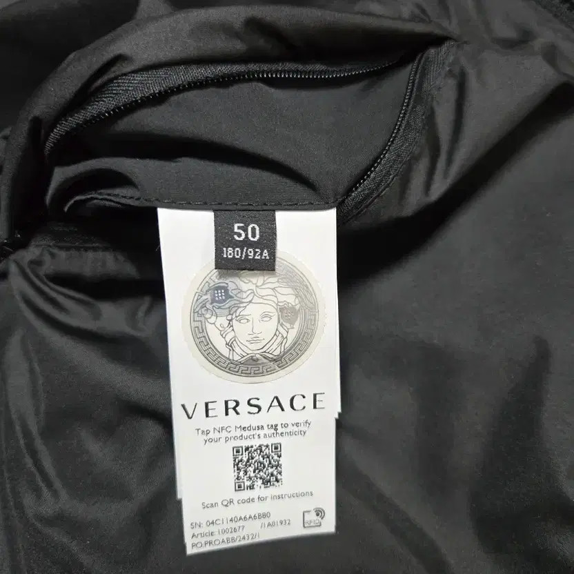 Versace Black Logo Pattern Puffer Jacket - New wi… - image 5