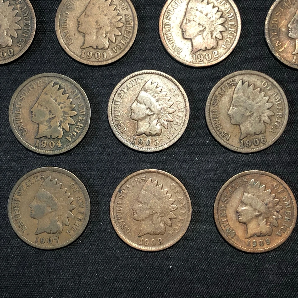 Great Starter Collection of 10 Indian Head Cents - 1900-1909 - G/VG condition - Image 4 of 4