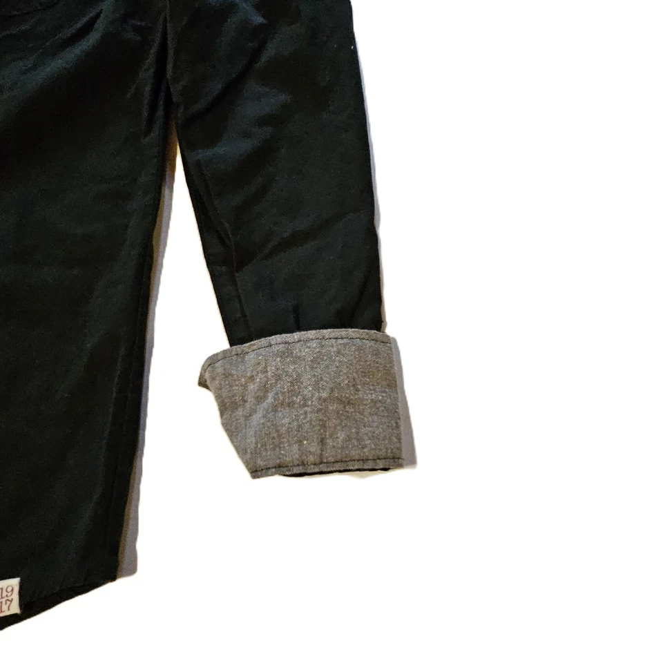 Men's Flip Cuff Black Button-Up Long Sleeve Shirt SZ S,Casual,Business,Preppy - Image 2 of 4