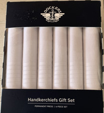 Dockers Permanent Press Handkerchiefs 6-Piece White Men Cotton Polyester 41DK17  