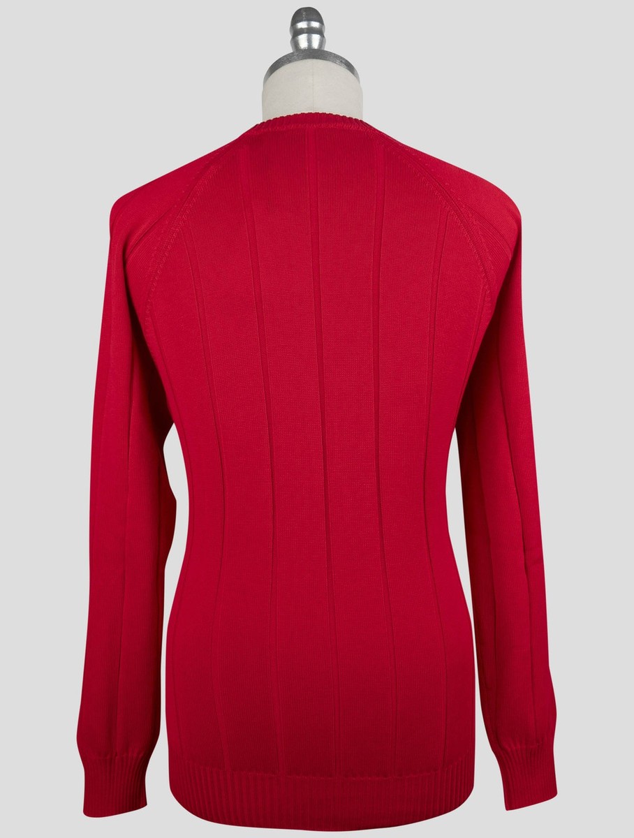 NEW GRAN SASSO RED COTTON SWEATER CREWNECK US 40 - EU 50