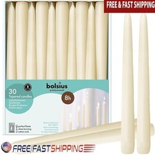 Ivory Unscented Taper Candles Dripless Long Candle Sticks Events 30 Pack New