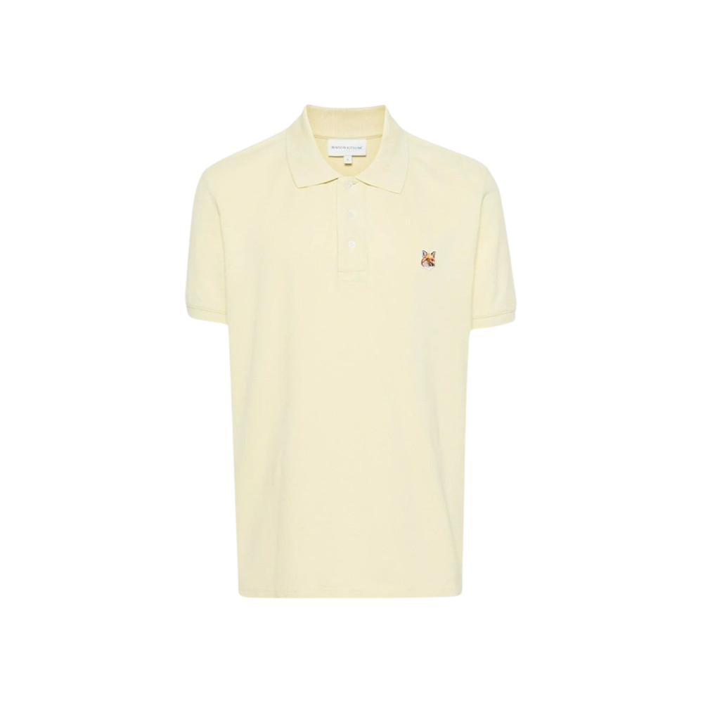 Maison Kitsune Fox Head Patch Polo Chalk Yellow