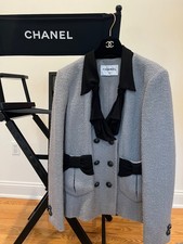 CHANEL 16A TWEED CC LOGO BUTTON JACKET BLAZER FR44 US10-US12