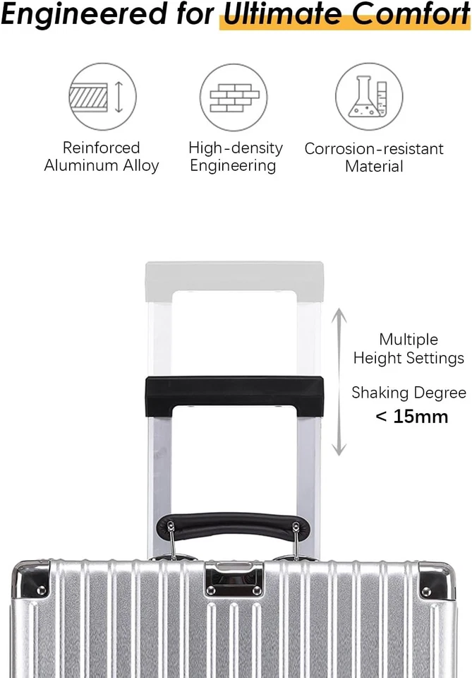Bagagem de mão HotWay 20 polegadas toda em alumínio com alça de couro, capa dura  - Imagem 3 de 4