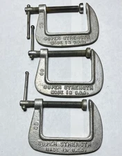 Three 3” Super Strength C Clamps Used 