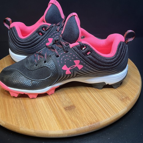 Neu ohne Karton Under Armour Glyde Softballschuhe Mädchen 6 schwarz pink Schnürschuhe Gummispikes - Bild 8 von 24