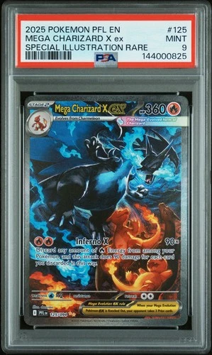 2025 POKEMON PFL EN-PHANTASMAL FLAMES #125 MEGA CHARIZARD X EX PSA 9