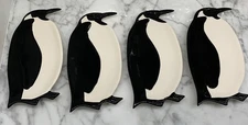 Boston Warehouse On Ice Penguin Plates Set of 4 Black White Ceramic 7.5” 2007