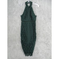 Bardot Dress Womens 4 Gemma Halter Lace Mid Emerald Green Sheer Zip Lined Party