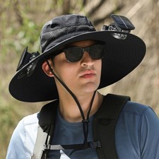 NEW Solar Powered Fan Hat Wide Brim Sun Hat F...