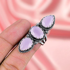 Rose Quartz Gemstone Ring Silver Ring 925 Sterling Silver Ring Women's Jewelry