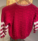 toddler sweater @ 3-4T hand-knit by professional knitter, red & white — photo 5