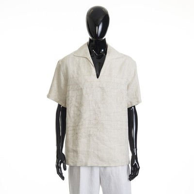BERLUTI 1420$ Linen Scritto Short Sleeved Vareuse Shirt