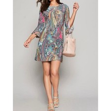 Tommy Hilfiger Pink Paisley Sheath Dress 2 4 6 S Barbiecore Office Siren