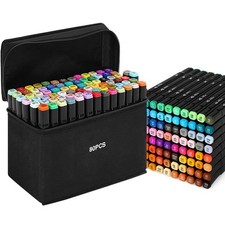 Colouring Pens 80 Colors Markers Twin Tips Permanent Marker Set Art Pens Oily