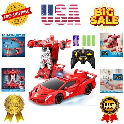 Transform Remote Control Car Robot, One Button Deformation to Robot with Flas...