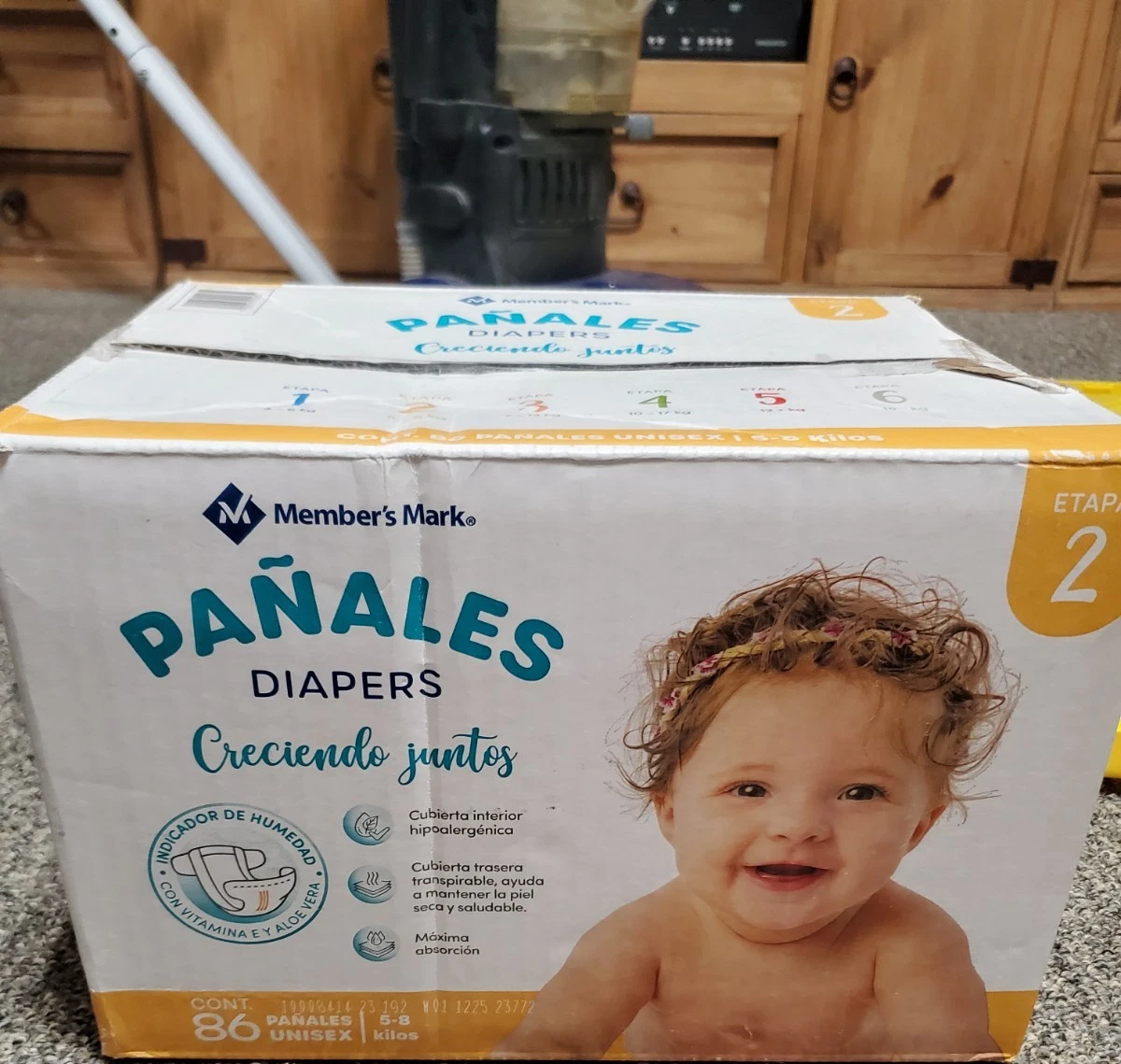 Member's Mark Hypoallergenic Diapers Size 2 Unisex 5-8kg 86 Count
